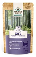 Wildes Land Nassfutter Wild mit Kürbis & Preiselbeeren 150 g - Tierbedürfnis: Kein besonderes Bedürfnis - Nachhaltigkeit: Nicht angegeben - Lebensphase: Adult - Produkttyp: Alleinfutter - Packungsgrösse: 150 g - Fleischsorte: Wild