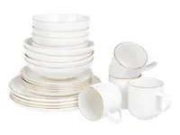 FURBER Speise-Service 20-teilig, Weiss/Gold - Material: New Bone China - Teller Typ: Speise-Service - Detailfarbe: Weiss - Gold - Verpackungseinheit: 1 Stück - Form: Rund