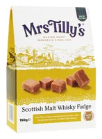 Mrs. Tilly's Malt Whisky Fudge 150 g - Produkttyp: Kaubonbons - Nährwertangabe pro: 100 g - Energiegehalt (in kj): 1878 KJ - Energiegehalt (in kcal): 447 Kcal - Fett: 16 g - Davon gesättigte Fettsäuren: 11 g