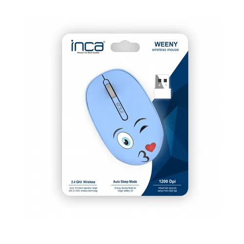 INCA Wrls Maus 1200DPI3Tasten2.4GHzUSB-A WEENY Emoji bl