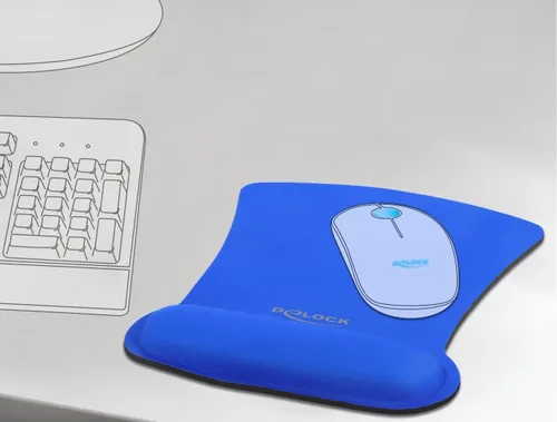Delock Ergonomische Mausmatte mit Handballenauflage, blau Blau - Tiefe: 255 mm - Breite: 207 mm - Detailfarbe: Blau - Form: Diverse - Höhe: 20 mm - Handgelenkauflage: Ja