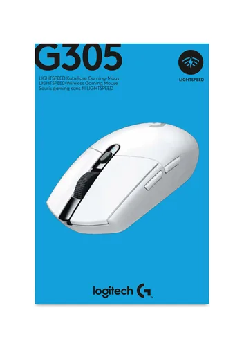 Logitech Gaming-Maus G305 Lightspeed - Maus Features: Ein-/Ausschalter - Scrollrad - Bedienungsseite: Universal - Detailfarbe: Weiss - Gewicht: 99 g - Verbindungsart: Kabellos - Schnittstelle: USB-A