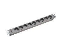 Bachmann 19-Steckdosenleiste ALU 1HE, 9-fach 35°, hellgrau, 2,0m, ohne Schalter
