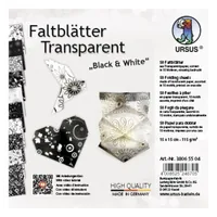 URSUS Faltblätter Black & White 15 x 15 cm, 115 g/m², 50 Blatt - Papierformat: 15 x 15 cm - Selbstklebend: Nein - Papierfarbe: Weiss - Schwarz - Transparent - Papiertyp: Bastelpapier - Mediengewicht: 115 g/m² - Verpackungseinheit: 50 Stück
