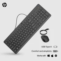 HP 150 Wired Mouse and Keyboard Combination clavier Souris incluse maison/bureau USB Noir