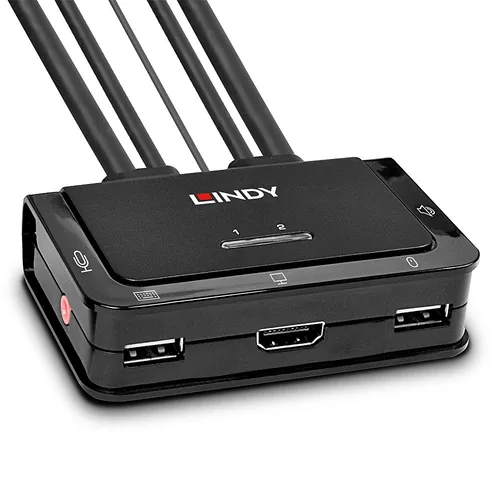 LINDY KVM Switch Compact 2 Port HDMI USB 2.0 Audio