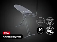Leifheit Bügeltisch Airboard Express M Black 120 x 38 cm - Bügelbrettbezug: Baumwolle (CO) - Ausstattung: Dampfstationsablage - Höhenverstellbar: Ja - Breite: 38 cm - Detailfarbe: Grau - Länge: 120 cm