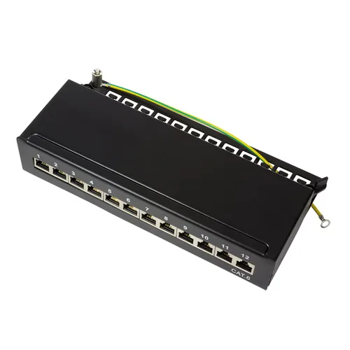 Logilink Patchpanel TischWand Cat.6 STP 12 Ports, schwarz