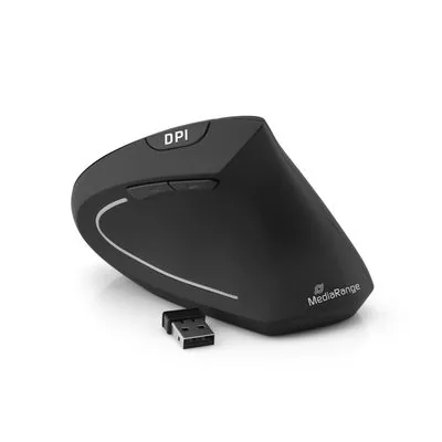 MediaRange Maus Wireless ergonomische Rechtshänder, schwarz