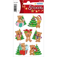 Herma Stickers Weihnachtssticker Weihnachtsbären, 3 Blatt / 21 Sticker - Verpackungseinheit: 1 Stück - Material: Folie - Detailfarbe: Rot - Grün - Braun - Produkttyp: Weihnachtssticker