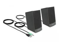 Delock PC-Lautsprecher Stereo 2.0 - Audiokanäle: 2.0 - Detailfarbe: Schwarz - Schnittstellen: 3.5 mm Klinke - USB Typ A - Ausstattung: Lautstärkeregler