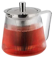 GEFU Teekanne Infusa 0.8 l, Transparent/Silber - Material: Edelstahl - Glas - Filtertyp: Edelstahlfilter - Fassungsvermögen: 0.8 l - Kompatible Kochfelder: Teelichter - nicht für Kochfelder