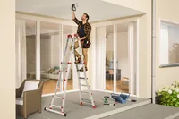 Hailo Teleskopleiter 4 x 4 Sprossen - Höhe: 365 cm - Belastbarkeit: 150 kg - Produkttyp: Anlegeleiter - Anzahl Stufen: 16 ×