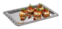 APS Servierplatte Tablett Schöner Essen 35 x 24 x 1 cm - Material: Edelstahl - Edelstahl 18/0 - Nachhaltigkeit: Nicht angegeben - Detailfarbe: Grau - Silber