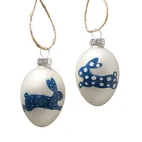 Boltze Ostereier Charly 4-teiliges Set - Produkttyp: Eier - Detailfarbe: Blau - Weiss - Detailmaterial: Glas - Metall - Grundmaterial: Glas - Metall