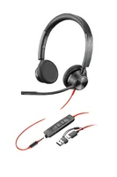 HP Poly Blackwire 3325 Stereo USB-C Headset +3.5mm Plug +USB-C/A Adapter Avec fil Arceau Bureau/Centre d'appels USB Type-C Noir