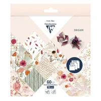 Clairefontaine Faltblätter Origami Trockenblumen 70 g/m², 60 Blatt - Papierformat: 15 x 15 cm - Selbstklebend: Nein - Papierfarbe: Farbig assortiert - Papiertyp: Bastelpapier - Mediengewicht: 70 g/m² - Verpackungseinheit: 60 Stück