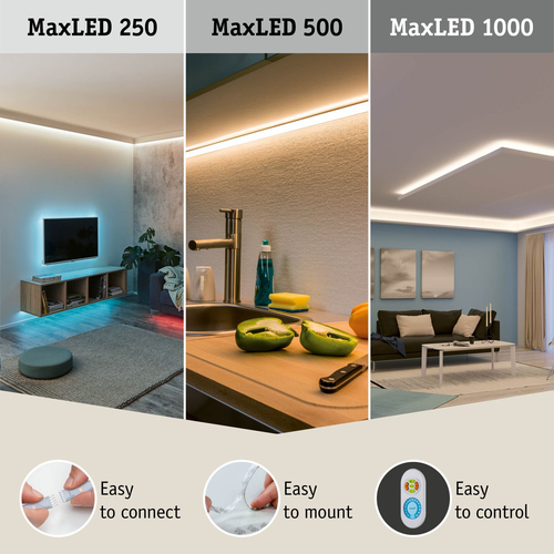 Paulmann MaxLED 500 LED Strip Full-Line COB 1.5 m - Lampensockel: LED fest verbaut - Aussenanwendung: Keine Angaben - Inklusive Netzteil: Ja - Dimmbar: dimmbar - Set: Ja - Länge: 1.5 m