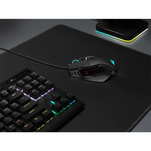 Corsair Gaming-Maus M65 RGB Ultra - Maus Features: Umschaltbare DPI-Auflösung - RGB-Beleuchtung - Daumentaste - Beleuchtung - Herausnehmbare Gewichte - Bedienungsseite: Rechtshänder - Detailfarbe: Lava Schwarz - Schwarz - Gewicht: 97 g - Verbindungsart: V