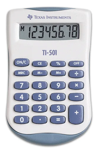 Texas Instruments Taschenrechner TI-501 - Typ: Taschenrechner - Stromversorgung: Batteriebetrieb - Detailfarbe: Blau - Weiss - Displaytyp: LCD - Programmierbar: Nein - Anzahl Zeilen: 1 ×