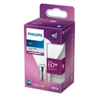Philips Lampe LED classic 60W E14 CW P45 FR ND Neutralweiss (NW) - Energieeffizienzklasse EnEV 2020: E - Lampensockel: E14 - Farbtemperatur Kelvin: 4000 K - Gesamtleistung: 6.5 W - Dimmbar: nicht dimmbar - Zusätzliche Ausstattung: EyeComfort