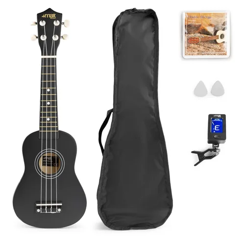 MAX Ukulele UKEY Set Soprano Schwarz 21 Zoll - 