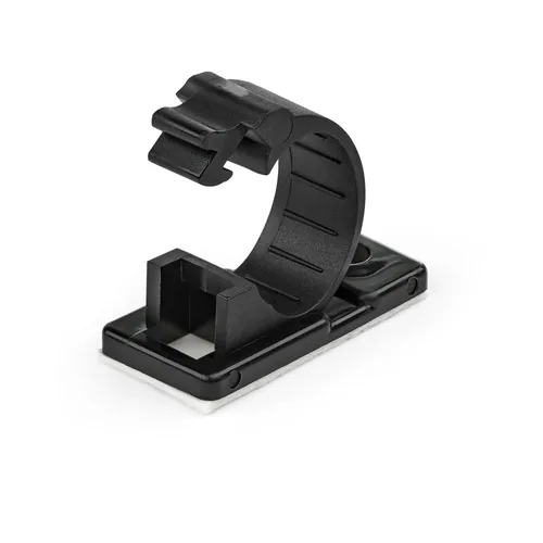 StarTech.com 100 Selbstklebende Kabelklemmen Mittel - PC Kabelmanagement/Kabelhalterung - Kabel Organisator - Netzwerk/USB/Ethernet Kabelclips - Nylonklemme UL/94V-2 Brandklasse - Schwarz (CBMCC2)