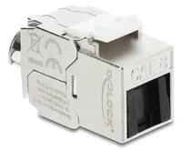 DeLOCK Keystone Module RJ45 jack to LSA Cat.8.1 shielded with locking clip and dust cover cable tie-free