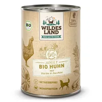 Wildes Land Nassfutter Huhn mit Kürbis & Zucchini 400 g - Tierbedürfnis: Kein besonderes Bedürfnis - Nachhaltigkeit: EU BIO - Lebensphase: Adult - Produkttyp: Alleinfutter - Packungsgrösse: 400 g - Fleischsorte: Huhn