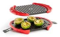 Lékué Mikrowellen-Grill XL 27 cm, Rot/Schwarz - Material: Silikon - Detailfarbe: Rot - Schwarz - Set: Nein - Unterteilungsmöglichkeit: Keine Angaben - Fassungsvermögen: 0 l