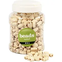 Creativ Company Holzperlen Nature, 400 ml - Packungsgrösse: 0 Stück - Durchmesser: 5 mm - 28 mm - Detailfarbe: Nature - Perlenart: Holzperlen