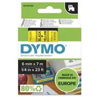 DYMO Beschriftungsband D1 Schwarz auf Gelb - Länge: 7 m - Schriftfarbe: Schwarz - Material: Vinyl - Bandfarbe: Gelb - Materialeigenschaften: Hitzebeständig - Wasserabweisend - UV-Resistent - Breite: 6 mm