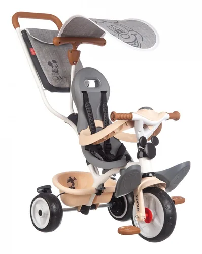 Smoby Dreirad Mickey Baby Balade Plus - Altersempfehlung ab: 10 Monaten - Ausstattung: Schiebestange - Detailfarbe: Beige - Grau - Material: Kunststoff