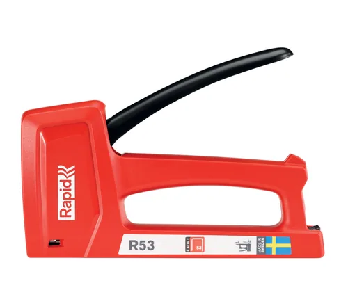 Rapid Handtacker  R53 - Befestiger Typ: Feindraht - Für Material: Baumwollgewebe - Holz - Leder - Schaumstoffpolsterung - Produktkategorie: Hand-Tacker - Heftklammertyp: Typ 53 - Heftklammerlänge min.: 4 mm - Heftklammerlänge max.: 10 mm