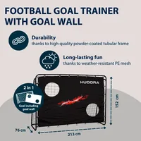 Hudora Fussballtor Trainer mit Torwand 213 x 153 x 76 cm - Detailfarbe: Schwarz - Breite: 213 cm - Zusammenklappbar: Nein