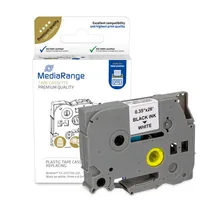 MediaRange Plastic tape cassette, for label printers using Brother TZ-221/TZe-221, permanent adhesive, 9mm, 8m, laminated, black on white