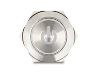 Drucktaster zum Einbau 25 mm 6 x Lötanschluss LED rot Powersymbol + Ring