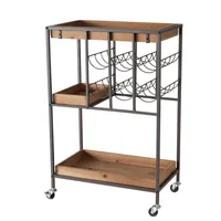 Boltze Bartrolley Minola 78 x 30 x 50 cm, Schwarz/Nature - Tiefe: 50 cm - Breite: 30 cm - Höhe: 78 cm - Detailmaterial: Eisen - Mitteldichte Holzfaserplatte (MDF) - Grundmaterial: Holz - Metall