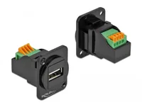 Delock D-Typ Modul USB 2.0 Typ-A Buchse zu Terminalblock - Kabeltyp: Gerätekabel - Videoanschluss Seite A: USB 2.0 - Videoanschluss Seite B: Terminalblock