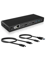 ICY BOX Dockingstation IB-DK2245AC - Ladefunktion: Nein - Dockinganschluss: USB-C - Kompatible Hersteller: Universal - VESA-Bohrung vorhanden: Nein
