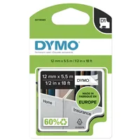 D1-TAPE POLYESTER 12MM X 5.5M BLACK ON WHITE