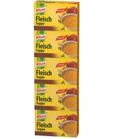 Knorr Bouillon Fleisch Suppe Stange 5 x 2 Würfel - Produkttyp: Fleischbouillon - Nährwertangabe pro: 100 ml - Energiegehalt (in kj): 20 KJ - Energiegehalt (in kcal): 5 Kcal - Fett: 0.5 g - Gesättigte Fettsäuren: 0.3 g