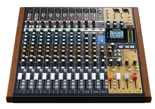 Tascam MODEL 16 audio mixer 16 channels 20 - 30000 Hz Black, Gold, Wood
