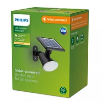Philips Solar Jivix Spotleuchte Wand, Lichtsensor, 2700K, schwarz - Dimmbar: nicht dimmbar - Lichtfarbe: Warmweiss (WW) - Lichtausbeute: 107.1 lm/W - Gesamtleistung: 1.4 W - Zusätzliche Ausstattung: Dämmerungssensor - Farbtemperatur Kelvin: 2700 K