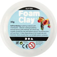 Creativ Company Modelliermasse Foam Clay 35 g Glitzer Weiss - Packungsgrösse: 35 g - Set: Nein - Anwender: Kinder - Hobbyanwender - Detailfarbe: Weiss - Modelliermasse Art: Modelliermasse - Trocknung: Lufttrocknend
