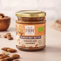 Naturally Pam Brotaufstrich Bio Crunchy Nut Butter Gebrannte Mandeln 200 g - Produkttyp: Nusscremen - Nährwertangabe pro: 100 g - Energiegehalt (in kj): 2484 KJ - Energiegehalt (in kcal): 600 Kcal - Fett: 48 g - Davon gesättigte Fettsäuren: 4.6 g