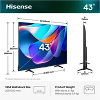 Hisense 43A6S 109,2 cm (43") 4K Ultra HD Smart-TV WLAN Schwarz