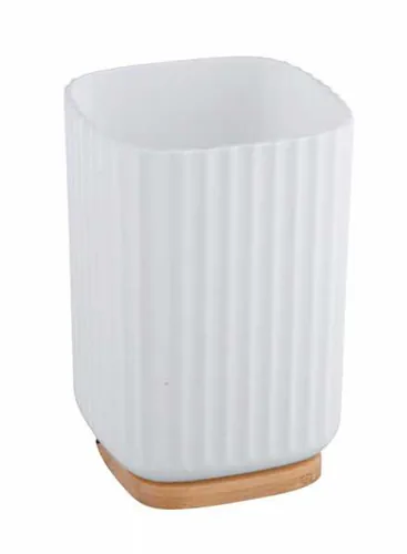 Wenko Zahnputzbecher Rotello Weiss - Detailfarbe: Weiss - Detailmaterial: Bambus - Kunststoff - Grundmaterial: Kunststoff - Bambus