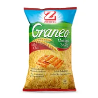 Zweifel Chips Graneo Multigrain Snacks Mild Chili 100 g - Produkttyp: Gemüse & Vollkorn Chips - Nährwertangabe pro: 100 g - Energiegehalt (in kj): 1973 KJ - Energiegehalt (in kcal): 471 Kcal - Fett: 20 g - Gesättigte Fettsäuren: 1.3 g