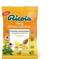 Ricola Bonbons Echinacea Honig Zitrone 75 g - Produkttyp: Lutschbonbons - Nährwertangabe pro: 100 g - Energiegehalt (in kj): 1640 KJ - Energiegehalt (in kcal): 385 Kcal - Fett: 0 g - Gesättigte Fettsäuren: 0 g